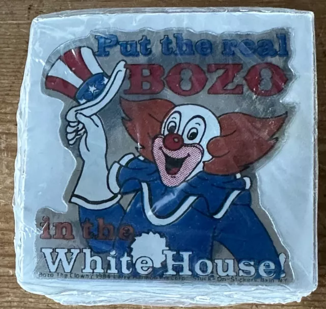 LOT OF 100 BOZO The Clown WORLD FAMOUS IN THE White House  STICKER LARRY HARMON