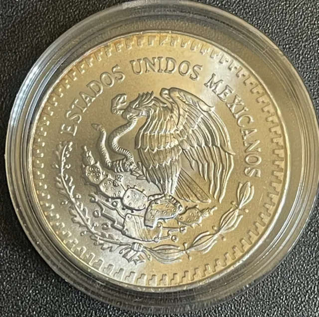1985 MEXICAN LIBERTAD Lettered Edge 1 Oz Silver Coin.
