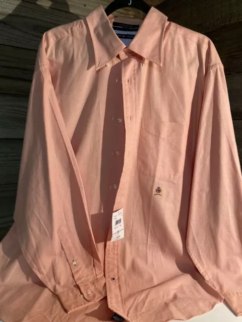 NWT Tommy Hilfiger Mens Button Down Dress Long Sleeves Shirt XL Cantaloupe￼