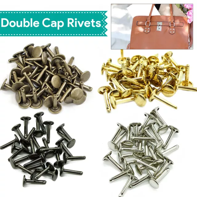 10mm x 18mm Métal Double Capuchon Rivets Clous Extra Long Cuir Craft DIY 50pcs