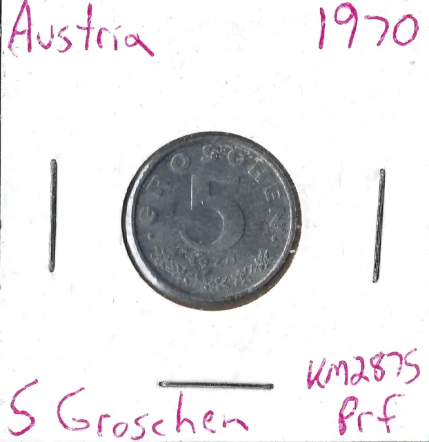 Coin Austria 5 Groschen 1970 KM2875, proof, Combined Shipping
