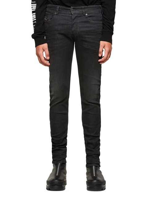 DIESEL JEANS elasticizzati da uomo neri grigi scuri Sleenker X