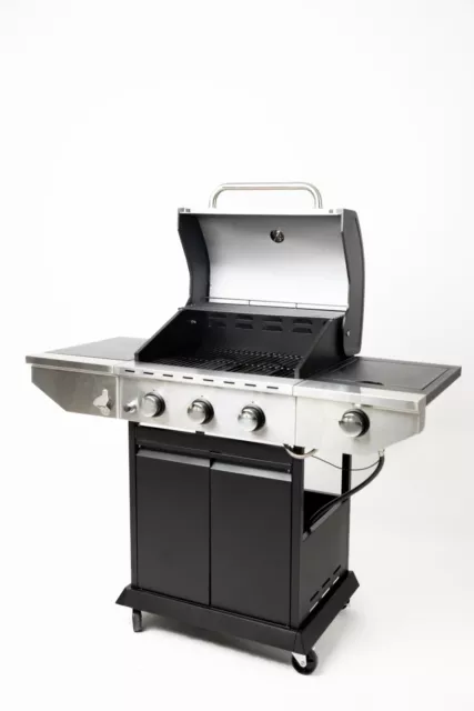 Propane Gas Grill 3 Burners a Side Burner Steel Grill Cart Outdoor Cooking BBQ