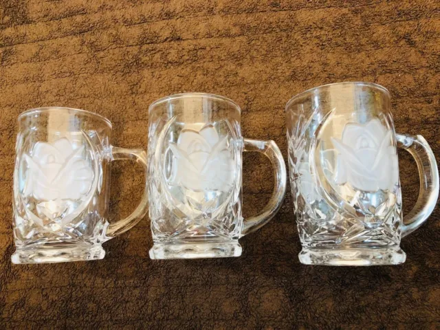 MIKASA Frosted Flower Glass Mugs