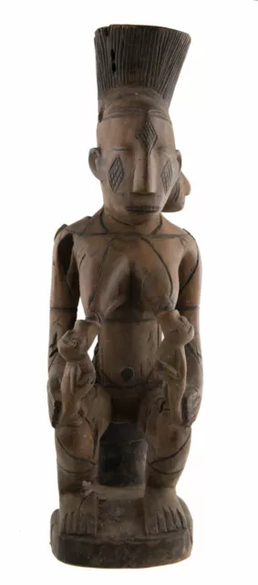 Mangbetu Antique Statue Maternity African Twins Art African Congo - 17070