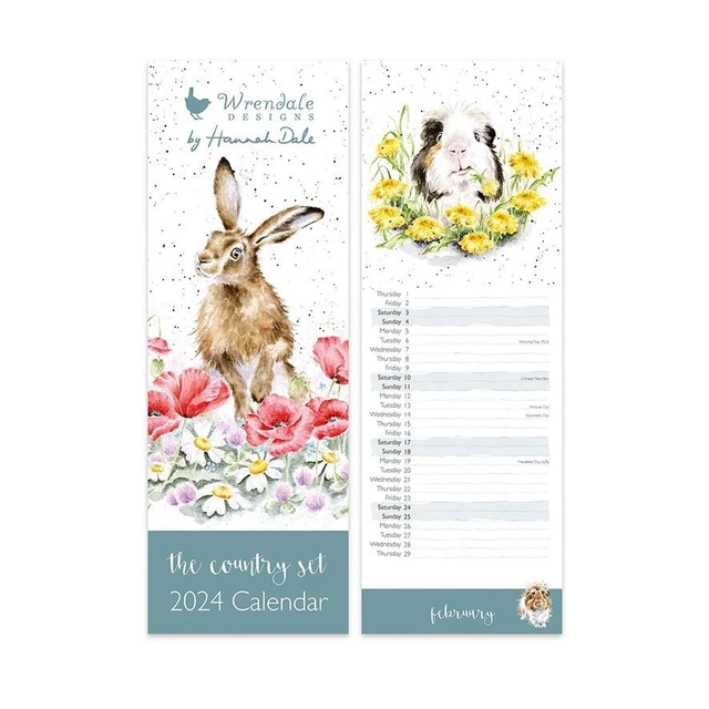 WRENDALE DESIGNS THE Country Set Calendar 2024 Slim Calender Animals