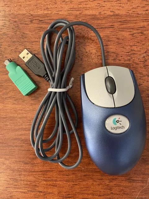 Logitech M-BJ58 USB 2 Button Optical Wired Blue Mouse w/ Scroll Wheel 8305130000