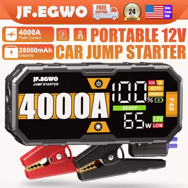 JFEGWO 4000A Jump Starter Car Battery Booster 65W Fast Charging Total –  JF.EGWO