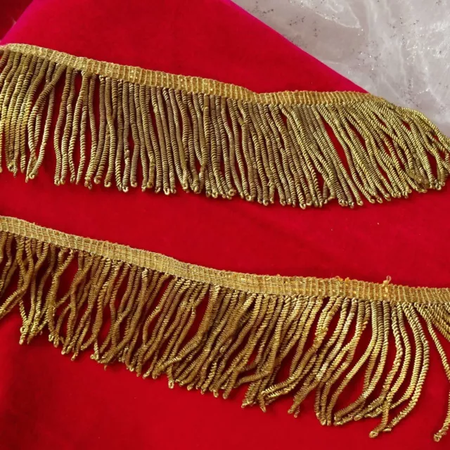 ANTIQUE gold bullion real Metal Finge trim french heavy twisted wire 2y 17" long