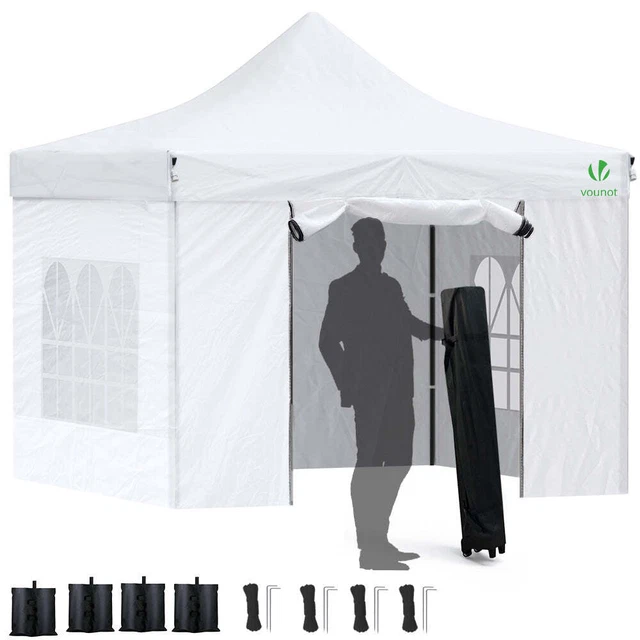 VOUNOT 3x3m Pavillon mit 4 Seitenteilen Wasserdichter Faltpavillon Partyzelt