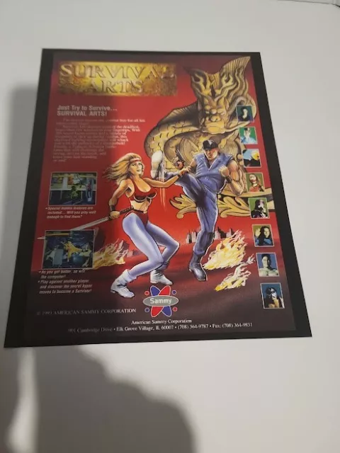 Flyer  SAMMY,SURVIVAL ARTS 1993 Arcade Video Game advertisement original see pic