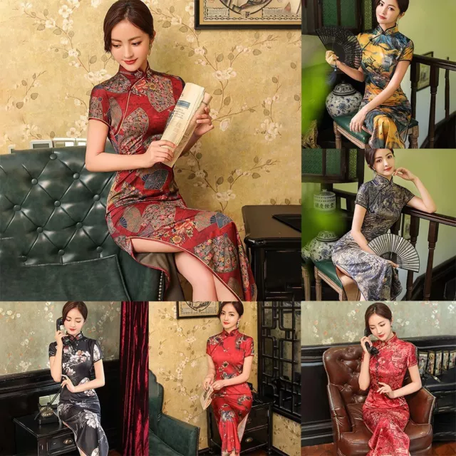 Schlussverkauf Indoor Outdoor Damen Cheongsam Qipao Weiblich Langes Kleid