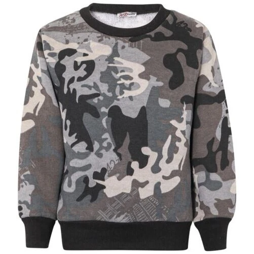 Bambine Unisex Camouflage Antracite Maglione Pullover Maniche Lunghe Felpa