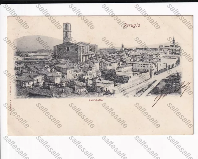 Rm Cartolina Perugia  Panorama Della Citta 1900 Viagg.