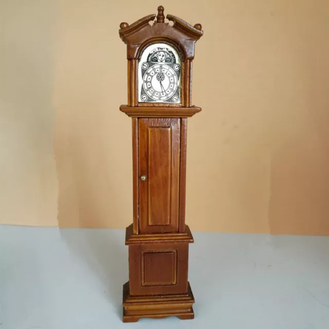 1:12 Scale Dolls House Oak Grandfather Clock Miniature Wooden Hall Furniture