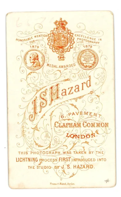 Antique CDV Carte De Visite J S Hazard Clapham Common Victorian lady #35 photo 3