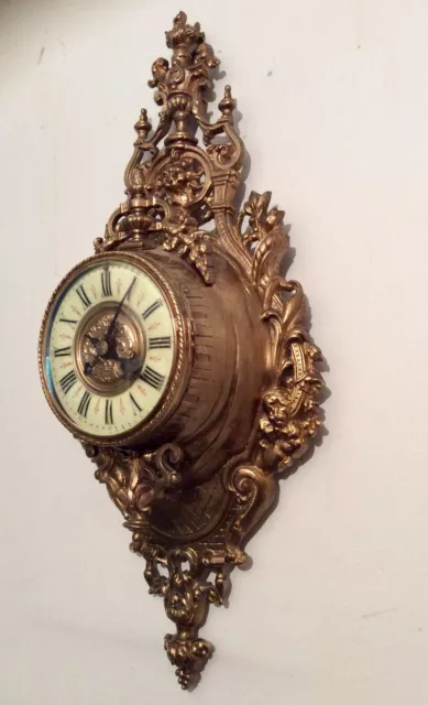 Stunning French Cartel Wall Clock, solid brass, porcelaine  dial