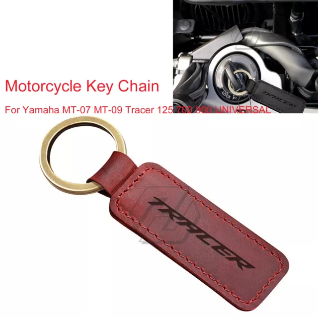 Leather Motorcycle Key Chain Ring For Yamaha MT07 MT-09 Tracer 125 700 900 Red
