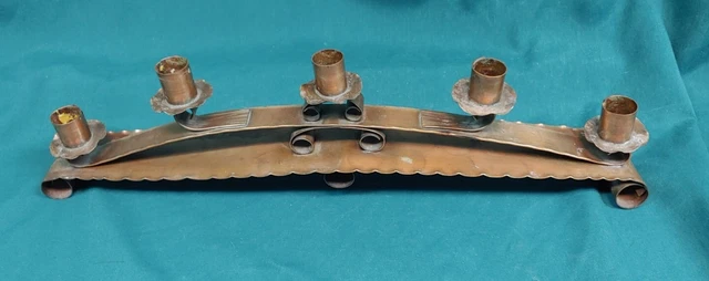 Old Vintage Hammered Copper Mission Arts and Crafts Style Candleholder