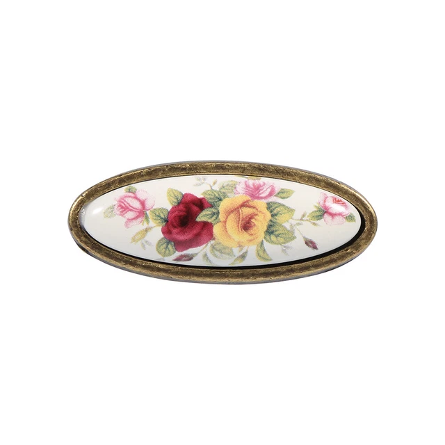 Flower Ceramic Bronze DIY Door Handles Cabinet Cupboard Drawer Knobs Pull