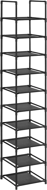 IDIMEX NAVAN Scarpiera In Metallonero 4 Ripiani - Portascarpe Salvaspazio 76x18x29 Cm - Fino A 16 Paia, Aperta, Stabile