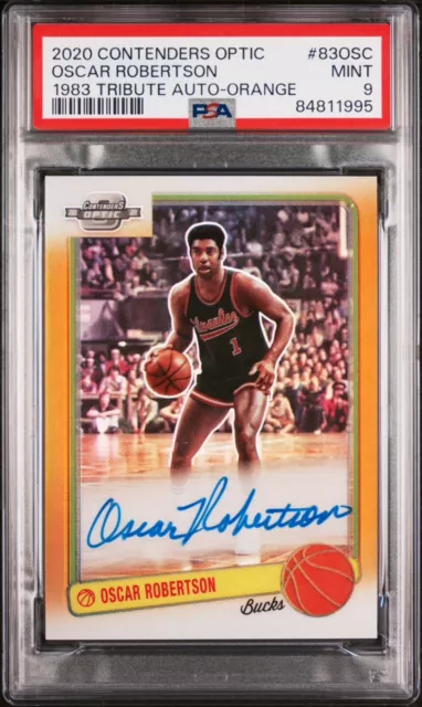 2020-21 Panini Contenders Optic OSCAR ROBERTSON TRIBUTE AUTO PSA 9 ORANGE /15