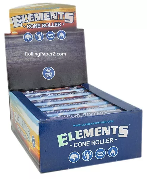 Display of 12 Elements Rolling Papers Brand CONE Roller Machines King Size 110mm