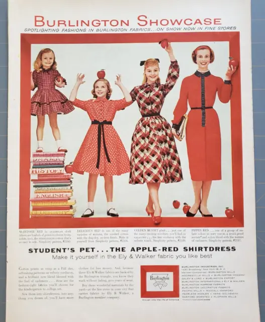 1957 Burlington The Apple-Red Shirtdress McIntosh Red Pippin Red Print Ad