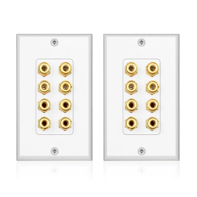 2X 8 Posts Speaker Wall Plate Home Theater Wall Plate Audio Panel for 4 SpeaS2R1