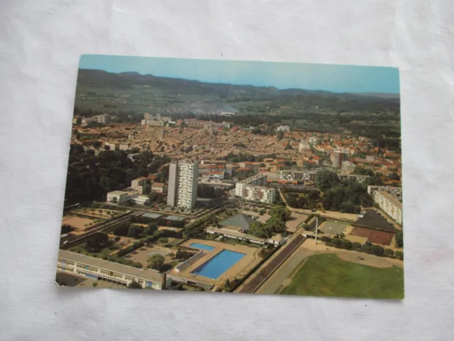 postcard cpsm 30 cars on cèze aerial city view