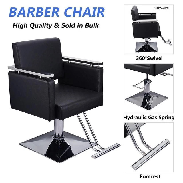Hair Beauty Salon Equipment Hydraulic Barber Chair Hair Styling Chair (Black)