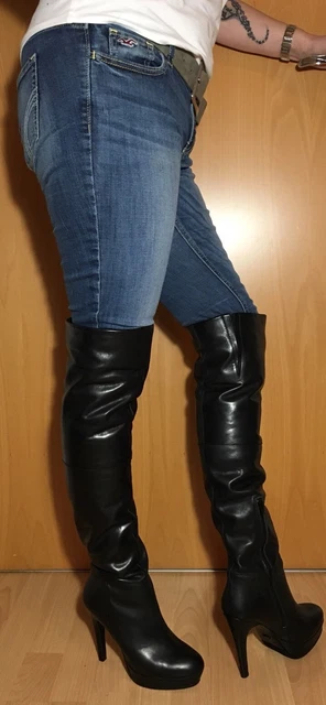 Black Knee High Boots Buffalo London Overknee BUFFALO
