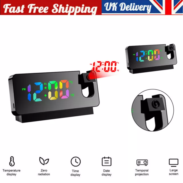 Led Smart Digital Alarm Clock Projection Lcd Display Time Temperature Projector