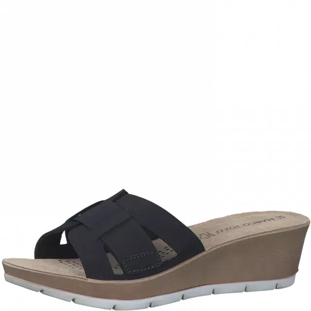 Marco Tozzi Mule Mules Sandalettes Cuir Bleu 27503 Neuf