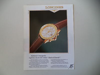 advertising Pubblicità 1992 LONGINES ADMIRAL CRONOGRAFO 
