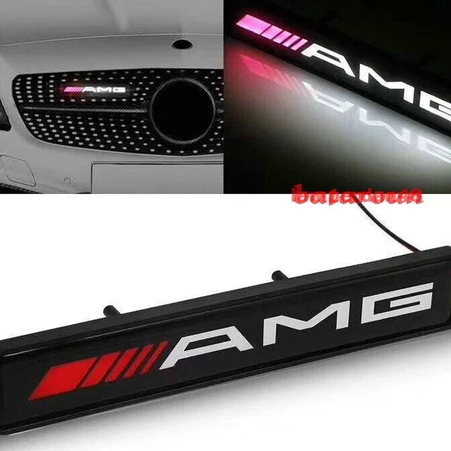 LED LIGHT LUMINOUS AMG Car Front Grille Badge Decal Emblem For Mercedes