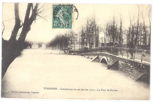 CPA 89 - THUNDER (Yonne) - floods of January 20, 1910 - Le Pont St-Nicolas