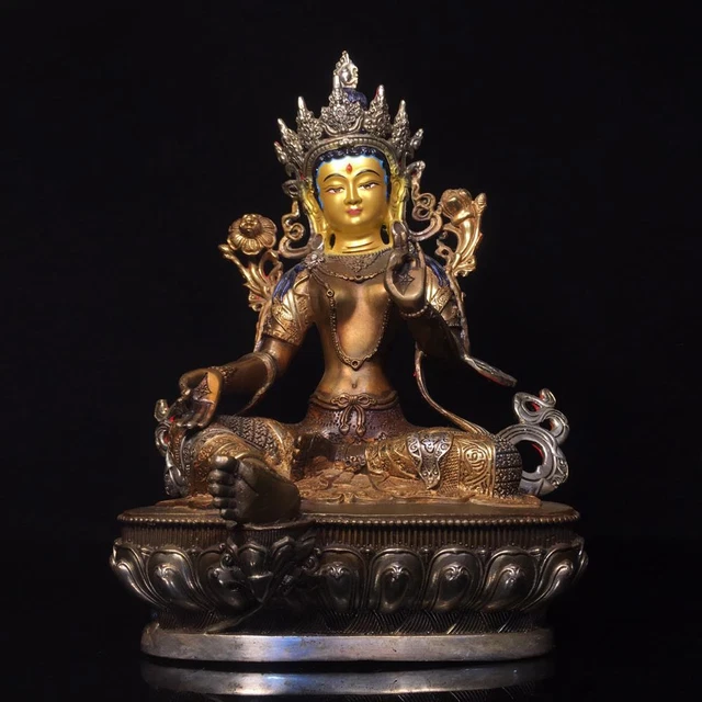 30CM Old Chinese Bronze Statue Buddha Q769