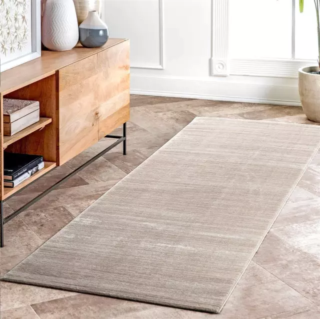 Teppich LIMA Beige Hochwertiger Designer Wohnteppich Läufer Glanz versch. Größen