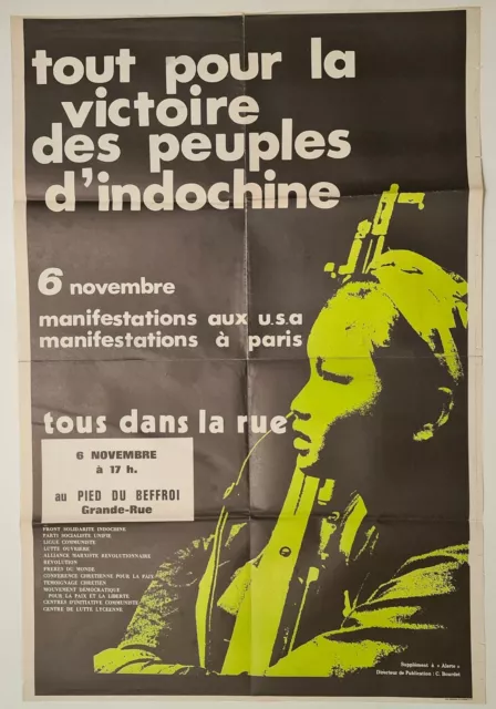 Tout pour la victoire des peuples d'Indochine	vers 1970 Affiche Originale