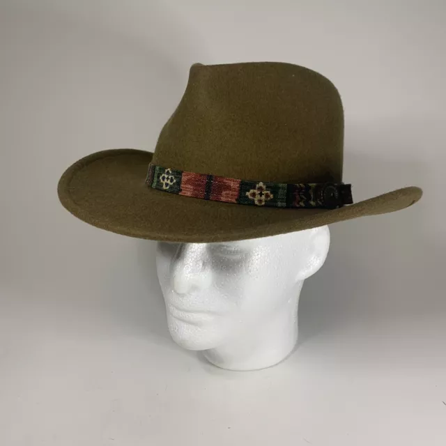 Bradley Leisure Felt Hat Large Brown 100% Wool Southwest Style Water Repellent
