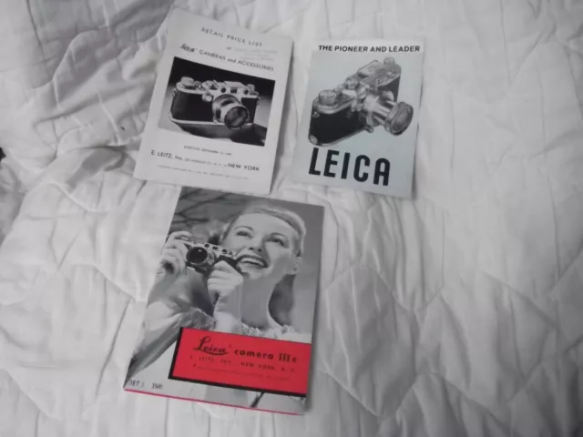 Original 1949 Leica IIIc Rangefinder Camera Brochures and Price List Booklet