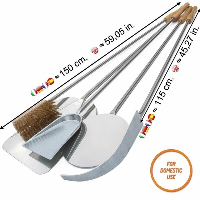 Set de 5 pelles à pizza, KIT pelle à pizza POUR FOUR À BOIS EN ACIER INOX 3