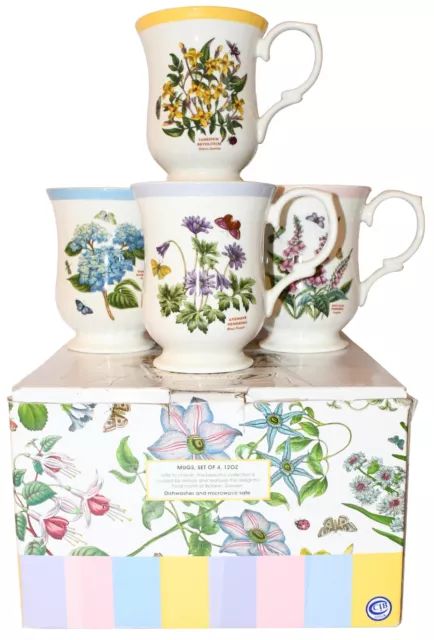 NIB Cups Mugs Coffee Tea Botanic Garden Terrace Portmeirion Set of 4