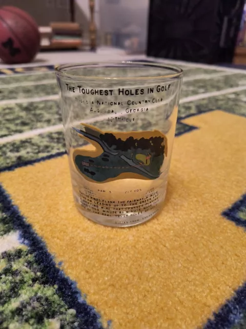 Vintage 1960s  Augusta National Golf Club Whiskey Glass. 12th Hole Toughest