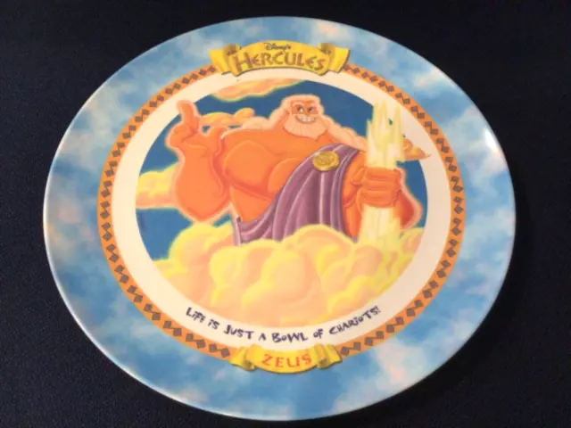 McDonalds 1997 Disney Hercules Plate Movie Plastic Zeus Life is Bowl of Chariots