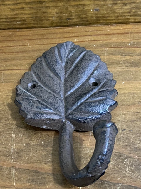 Cast Iron Antique Style Rustic OAK LEAF Coat Hooks Hat Hook Rack Towel Acorn 2