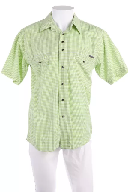 Camicia tradizionale Spieth & Wensky logo targhetta L verde chiaro bianco off-white