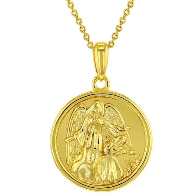 18k Chapado en Oro Ángel Guarda Medalla Santa Comunión Bautismo Colgante Collar