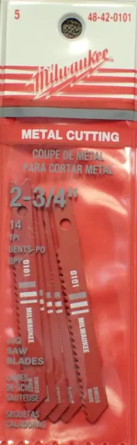 (5-pk) 48-42-0101 Milwaukee 14T, 5/16" Jig Saw Blade 2-3/4" OAL, U-Shank (BN58)